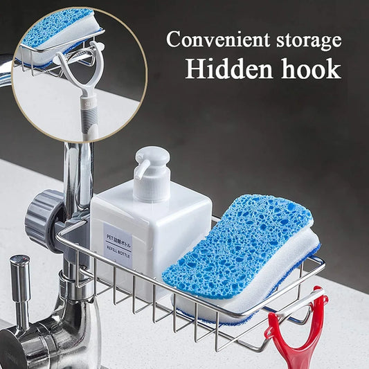Stainless Steel Adjusting Multifunctional Over Kitchen Sink Caddy Clamp